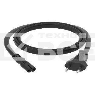 Кабель питания GCR CEE 7/16 / IEC C7, 2*0,5mm, черный, 0.5m