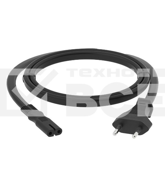 Кабель питания GCR CEE 7/16 / IEC C7, 2*0,5mm, черный, 0.5m