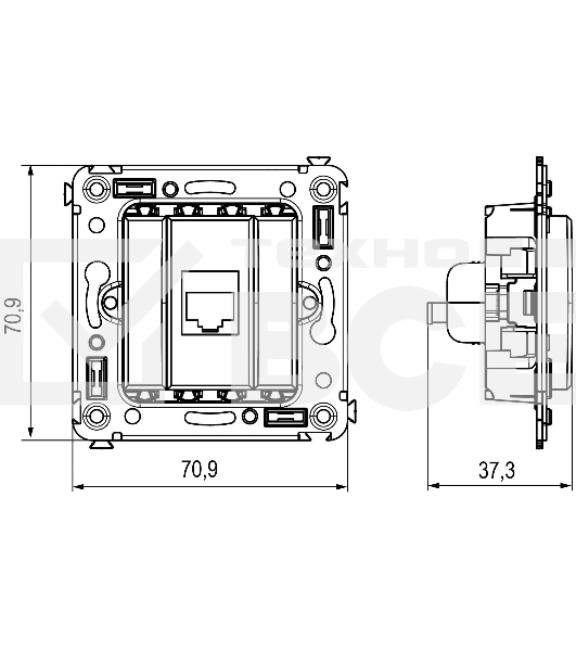 Розетка компьютерная DKC 4400663 1-м СП Avanti 
