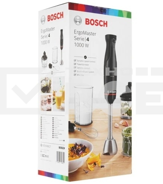 Блендер погружной Bosch MSM4B621, 1000Вт, черный