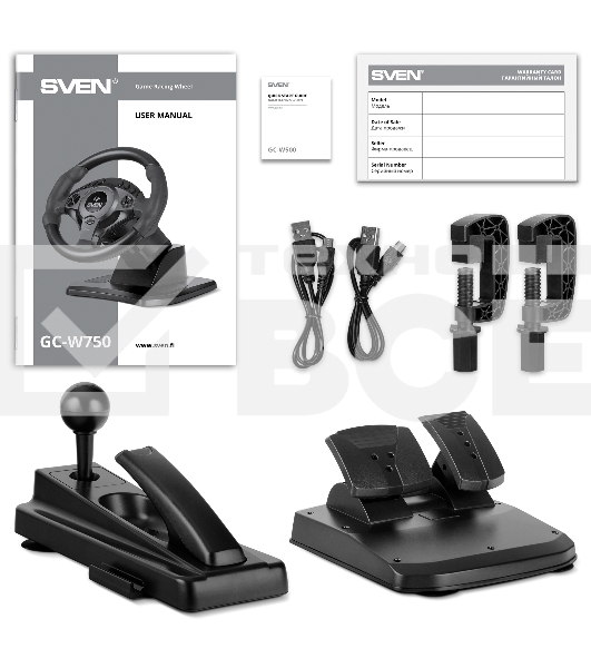 Руль Sven GC-W750 16кноп. (с педалями) черный
