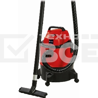 Строительный пылесос Einhell TC-VC 1825 (2342430) красный, 1250 Вт, уборка сухая/влажная, пылесборник мешок/контейнер, 25 л