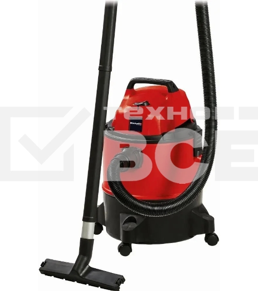 Строительный пылесос Einhell TC-VC 1825 (2342430) красный, 1250 Вт, уборка сухая/влажная, пылесборник мешок/контейнер, 25 л