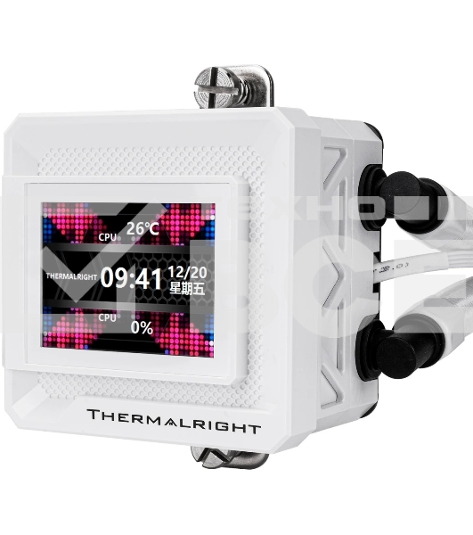 Водяное охлаждение для процессора Thermalright Frozen Warframe SE 240 ARGB White (240mm, LED temp., Black, ARGB/ Fans: 2x120mm, 70.84CFM, 29.8dBA, 2000RPM/ Pump height 59mm, Rad thickness 27mm/ S: 1851, 1700, 1200, 115X, AM5, AM4)