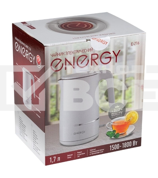 Чайник Energy E-216 1.7 л, белый, двойной корпус (164156)