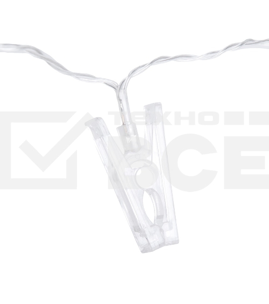 Гирлянда светод. Funray Прищепки, SE-CLIPS-315WW, 3xАА, 3м, 15LED,теплый белый, прозр шнур 0,5м