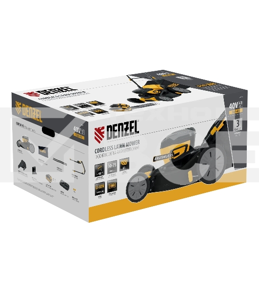 Газонокосилка аккумуляторная бесщет. Denzel DLM-460, 460 мм, травосб. 65 л., Li-Ion, 40 В