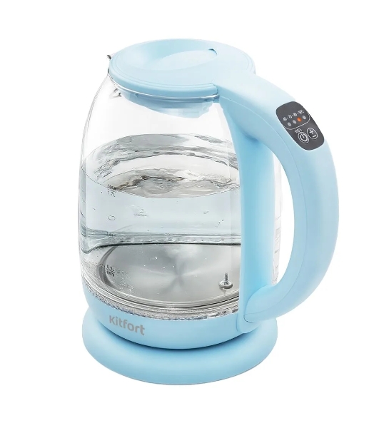 Чайник электрический Kitfort КТ-640-1 1.7 л, 2200 Вт, голубой (корпус: пластик/стекло)