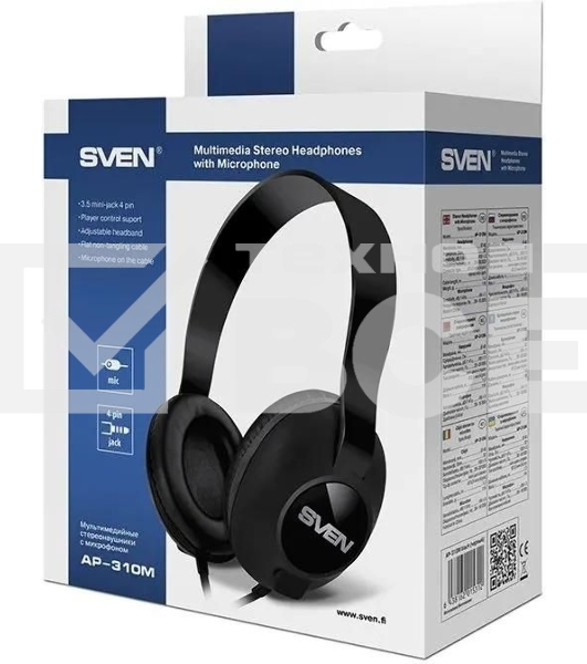 Наушники мультимедийные с микрофоном SVEN AP-310M стерео черный