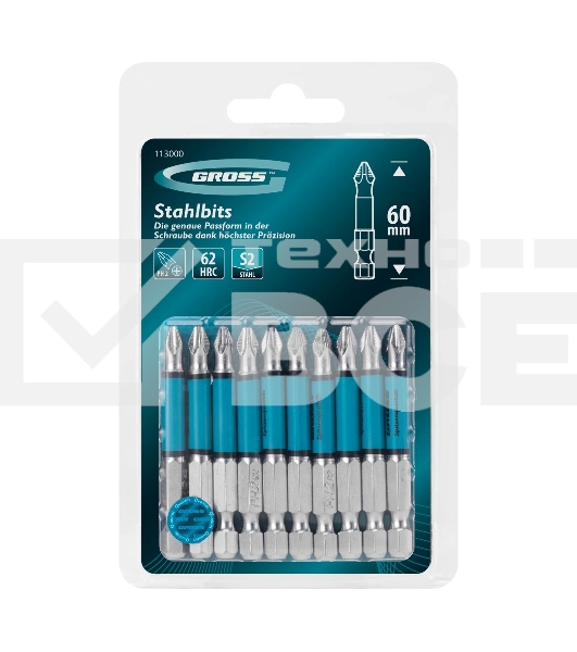 Бита Gross PH2х60 мм, сталь S2, кругл., 10 шт.