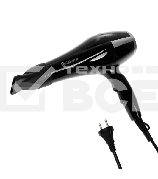 Фен SAKURA SA-4046BK черный/серебро, 1600 Вт