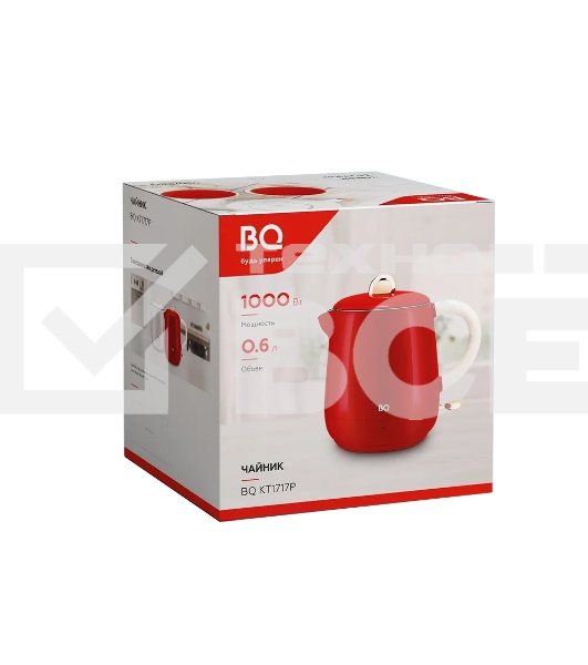 Чайник BQ KT1717P Red. Мощность:1000 Вт, Объем 0,6л