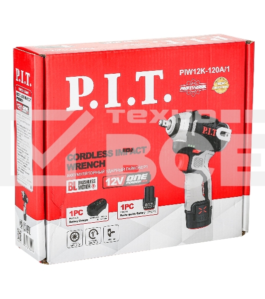 Гайковерт P.I.T. PIW12K-120A/1 аккум. патрон:квад.3/8