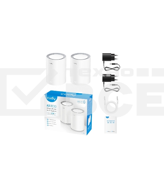 Бесшовный Mesh роутер Cudy M3000(2-PACK) AX3000 10/100/1000/2500BASE-T, белый (упак.:2шт)