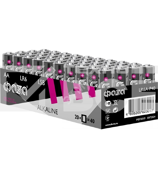 Элемент питания LR 6 (AA) алкалиновая уп. 40 шт. ФАZА Alkaline Pack-40