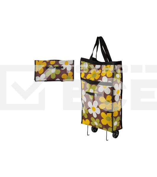 Сумка-тележка складная Рыжий кот ATB-03 Ромашки, 61*32*13 см