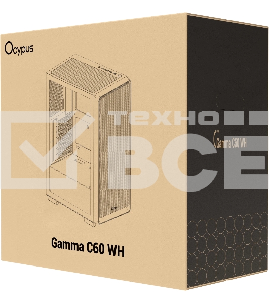 Компьютерный корпус Ocypus Gamma C60 WH ATX/win/white/no PSU/Tempered Glass