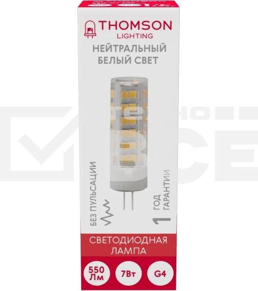 Лампа cветодиодная LED Thomson TH-B4208 G4, капсульная, 7 Вт, 4000К, белый нейтральный, 1 шт.