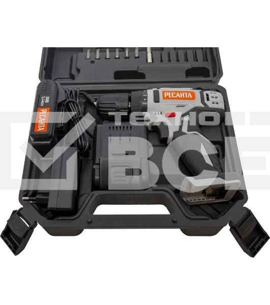 Дрель-шуруповерт аккумуляторная Ресанта ДА-20-2ЛК 75/14/11, Аккумуляторная, 20В, 2 АКБ, Кейс
