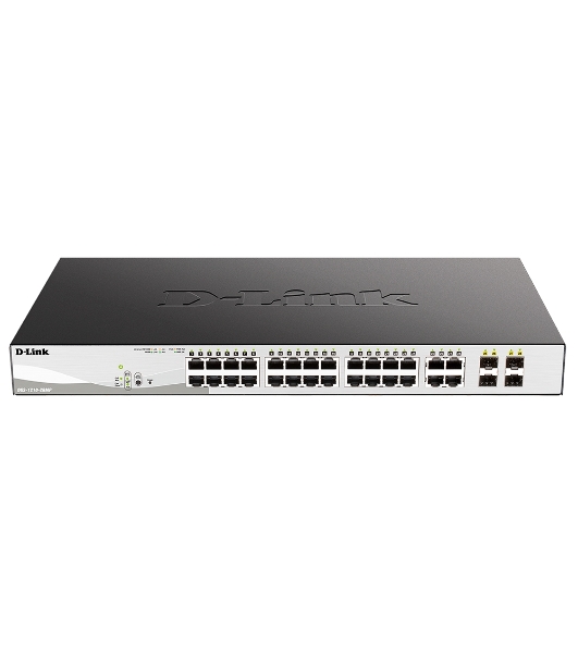 Коммутатор D-Link DGS-1210-28MP/F4A, 24×1 Гбит/с + 4×1 Гбит/с Combo, настраиваемый