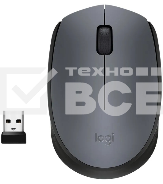Мышь беспроводная Logitech M170 черный/темно-серый, 1000 dpi, радиоканал, USB, кнопки - 3