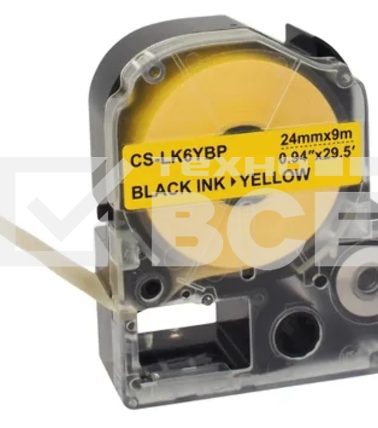 Картридж ленточный Cactus CS-LK6YBP черный шрифт, желтый фон (24 мм, 9 м) для Epson LW700/LW600P/LW1000P/Z700/Z900