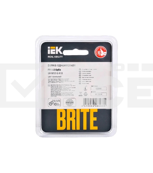 Рамка 1-мест. IEK BRITE РУ-1-2-БрВа стекло ванильный