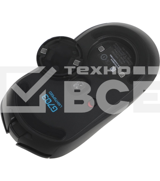 Мышь игровая Logitech G703 Lightspeed черная, сенсор 100-25600dpi (Hero25K), беспроводная 2.4GHz + USB 1,8м, 5 программируемых кнопок + колесо прокрутки, RGB-подсветка, под правую руку