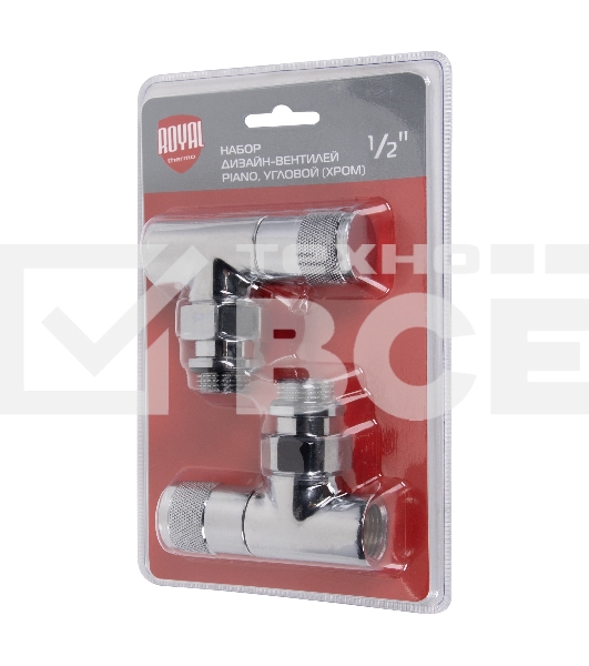 Набор дизайн-вентилей, PIANO, угловой (хром) 1/2