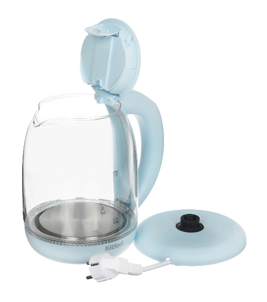 Чайник электрический Kitfort КТ-640-1 1.7 л, 2200 Вт, голубой (корпус: пластик/стекло)