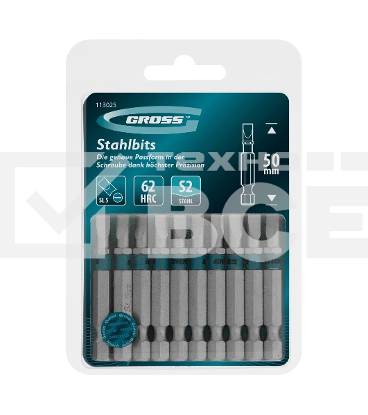 Бита Gross 113025 SL5,0х50 мм, сталь S2, шестигр., 10 шт.