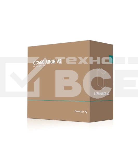 Компьютерный корпус Deepcool CC560 ARGB V2 без БП, боковое окно (закаленное стекло), 3x120мм ARGB LED вентилятор спереди и 1x120мм ARGB LED вентилятор сзади, черный, ATX