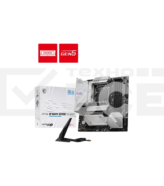 Материнская плата MSI MPG B760M EDGE TI WIFI, LGA 1700, Intel B760, 4xDDR5, 3xM.2, 6xSATA, 3xUSB 3.2 Gen 2, 4xUSB 2.0, 1xUSB Type-C, 1xHDMI, 1xDP, 1xLAN 2.5 Гбит/с, 7.1, Micro-ATX
