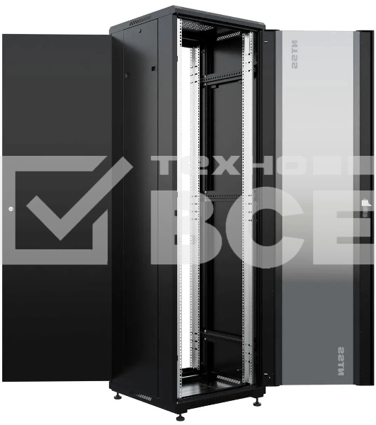 Шкаф коммутационный NTSS Премиум (NTSS-R42U6060GS-BL) напольный 42U 600x600мм пер.дв.стекл металл 900кг черный 510мм 86кг 1987мм IP20 сталь
