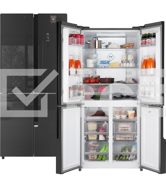 Холодильник Weissgauff WCD 450 INOX GLASS нержавеющая сталь трехкамерный side-by-side 286/141л морозилка снизу