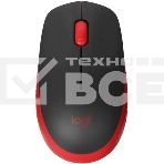 Мышь беспроводная Logitech M190 черный/красный, 1000 dpi, радиоканал, USB, кнопки - 3, фото 1