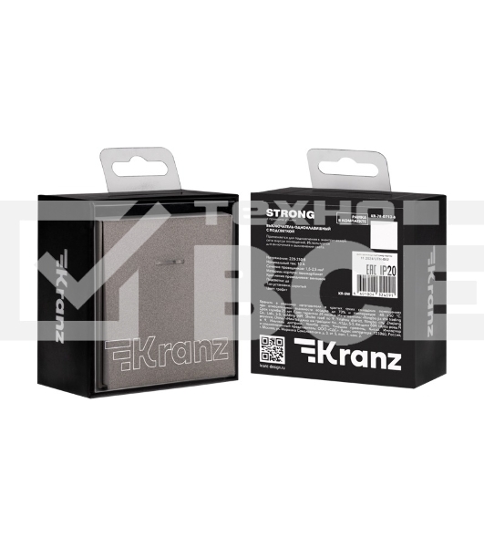 Выключатель STRONG 1 кл с подсветкой 10А с/у графит KRANZ