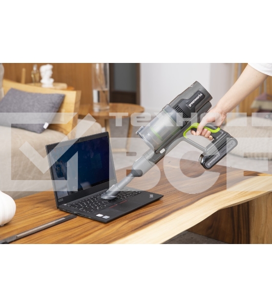 Пылесос вертикальный GREENWORKS GD24SV2 салатовый/черный, питание от аккумулятора, 160 Вт, уборка сухая, пылесборник 0.5 л (работа от АКБ max 45 мин)