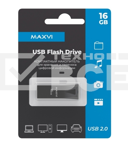 Флеш диск Maxvi MK2 16GB USB 2.0 dark grey