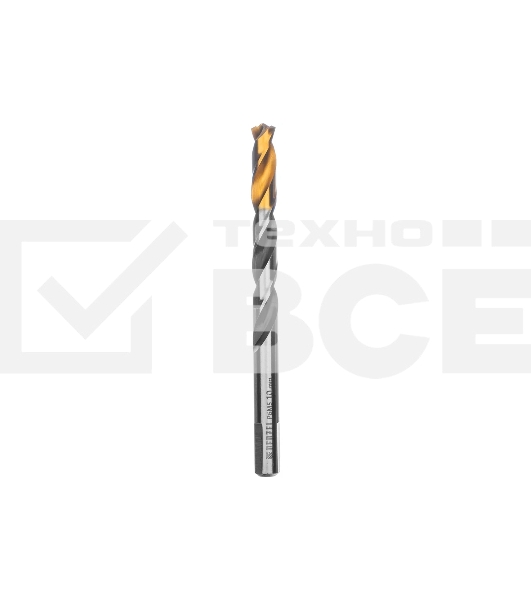 Сверло спиральное по металлу Denzel 10 x 133мм, Р6М5, Golden Tip, многогранная заточка