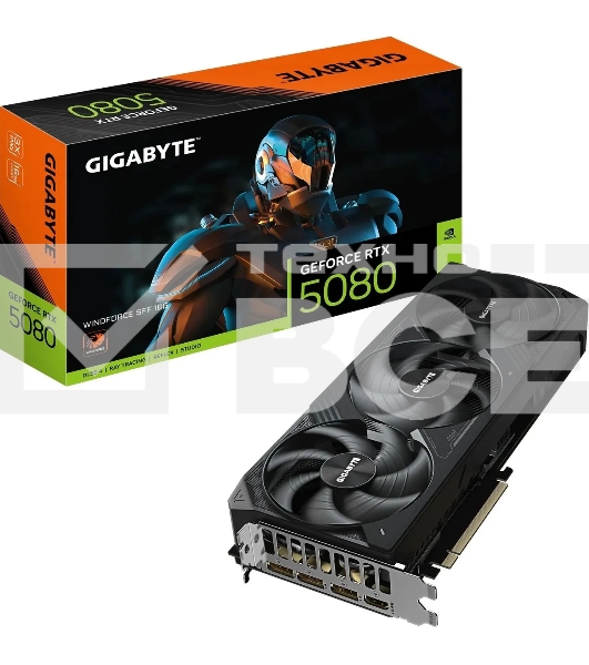Видеокарта Gigabyte PCI-E 5.0 GV-N5080WF3-16GD 1.0 NVIDIA GeForce RTX 5080 16Gb 256bit GDDR7 2670/30000 HDMIx1 DPx3 HDCP Ret