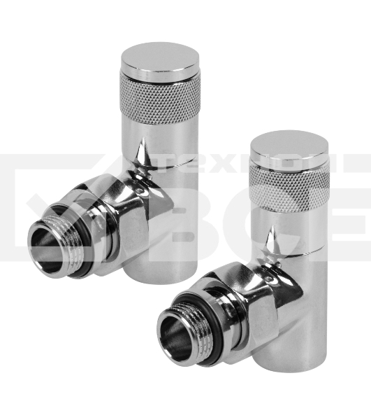 Набор дизайн-вентилей, PIANO, угловой (хром) 1/2