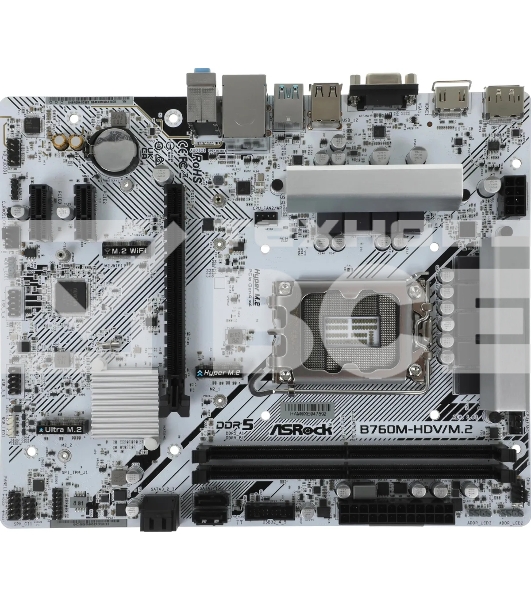 Материнская плата ASRock B760M-HDV/M.2, LGA 1700, Intel B760, 2xDDR5, 4xSATA, 2xM.2, 1xPCI-E 4.0 x16, 2xPCI-E x1, 1xDP, 1xHDMI, 1xVGA, 1x 2.5Gb LAN, 2xUSB-A 3.2 Gen 1, 3xUSB 2.0, 3x3.5 мм, 7.1, Micro-ATX