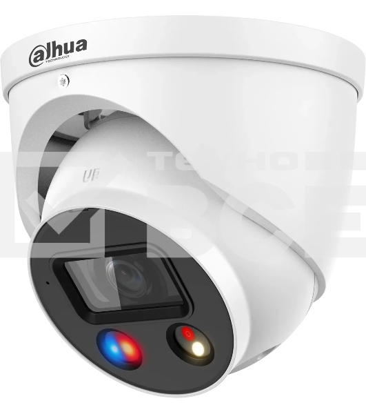 Уличная купольная IP-видеокамера TiOC DAHUA DH-IPC-HDW3849HP-AS-PV-0280B-S5 с ИИ и активным сдерживанием 8Мп; 1/2.7” CMOS; объектив 2.8мм, видеоаналитика, ИК 30м, LED 30м, IP67, корпус: металл