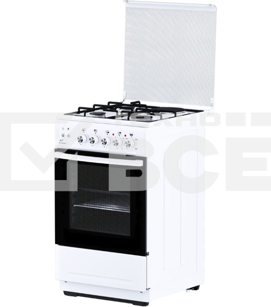 Плита комбинированная Flama L RK 23-126 белый, конфорок 3 газовых и 1 электрическая, духовка 50 л, 50 см x 85 см x 60 см