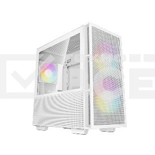 Компьютерный корпус Deepcool CH360 WH без БП, боковое окно (закаленное стекло), 2x140мм ARGB LED вентилятор спереди и 1x120мм ARGB LED вентилятор сзади, белый, mATX