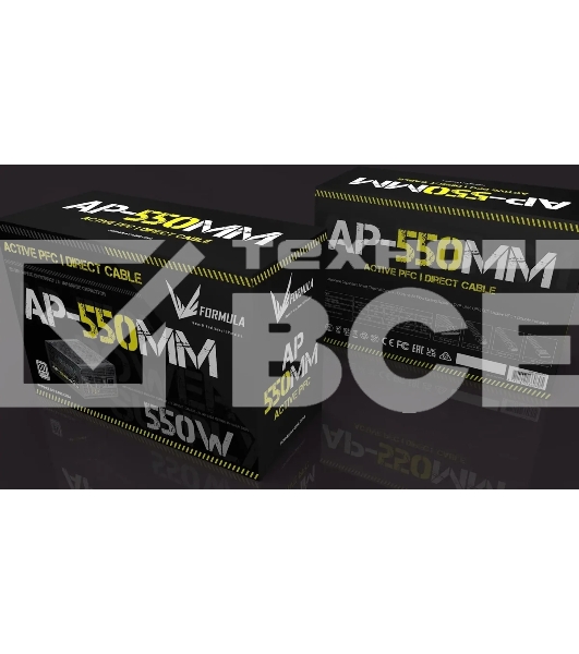 Блок питания Aerocool / Formula ATX 550W AP-550ММ 80 PLUS WHITE (20+4pin) APFC 120mm fan 6xSATA RTL
