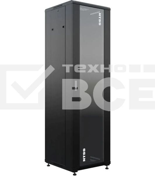 Шкаф коммутационный NTSS Премиум (NTSS-R42U6060GS-BL) напольный 42U 600x600мм пер.дв.стекл металл 900кг черный 510мм 86кг 1987мм IP20 сталь