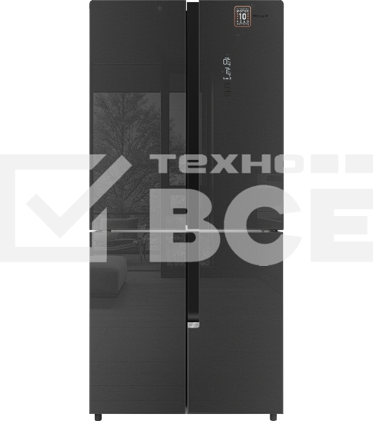 Холодильник Weissgauff WCD 450 INOX GLASS нержавеющая сталь трехкамерный side-by-side 286/141л морозилка снизу