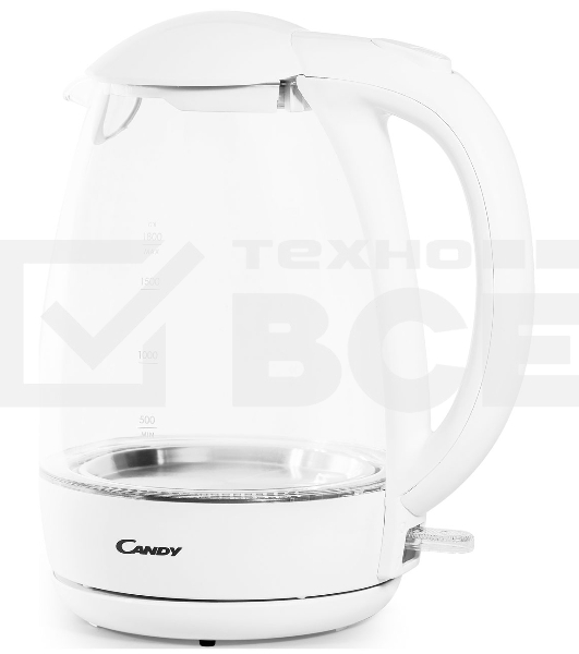 Чайник электрический Candy CK-300 1.8л. 2200Вт белый корпус: Металл/стекло/пластик